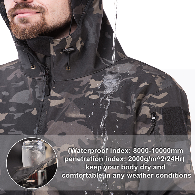 Kurtka wojskowa Soft Shell Training Mundur bojowy Safari Męskie taktyczne kurtki wiatroszczelne + spodnie Outdoor Fleece Army_voghion.com