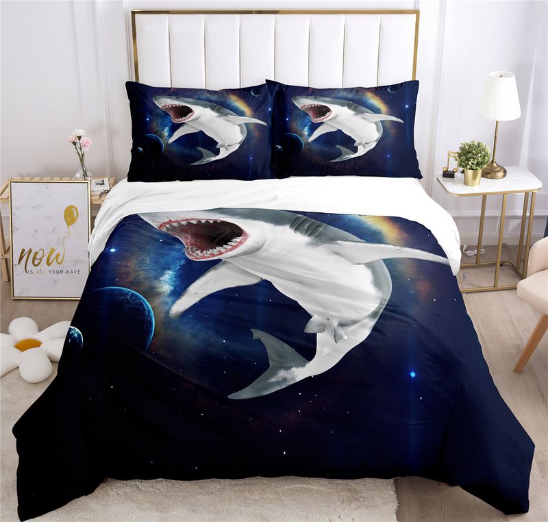 High quality home textile planet shark bed three set, digital printed bedding four piece set_voghion.com