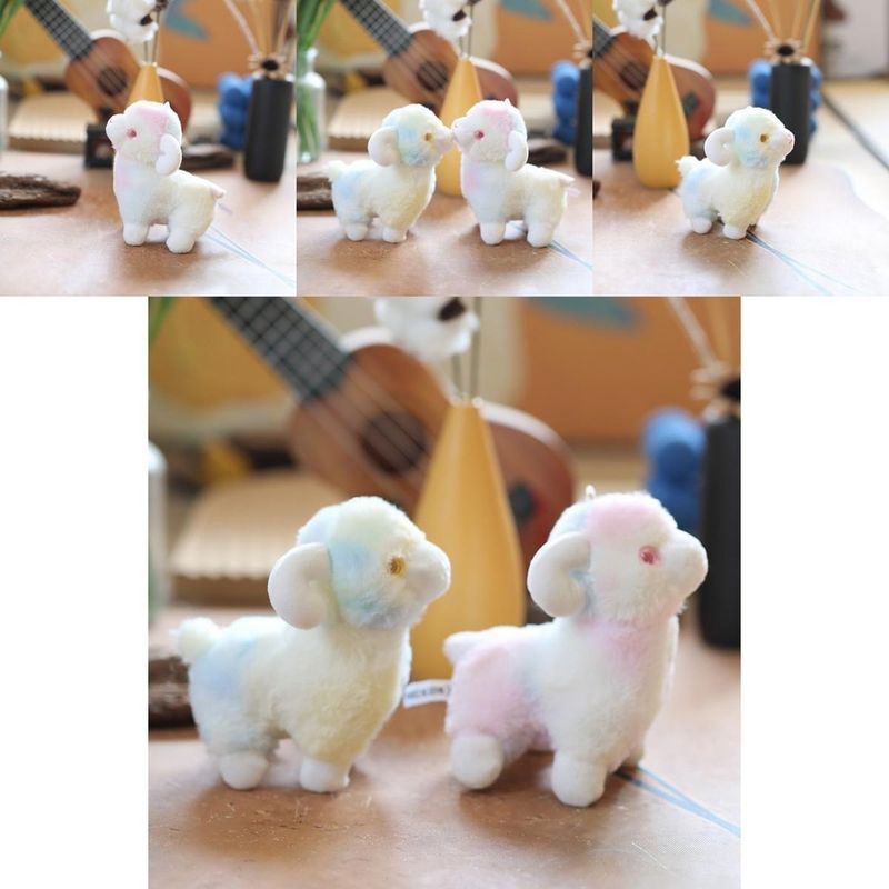 Adorable Lamb Plush Fluffy Keychain Soft Cotton Cute Sheep Charm Bag_voghion.com