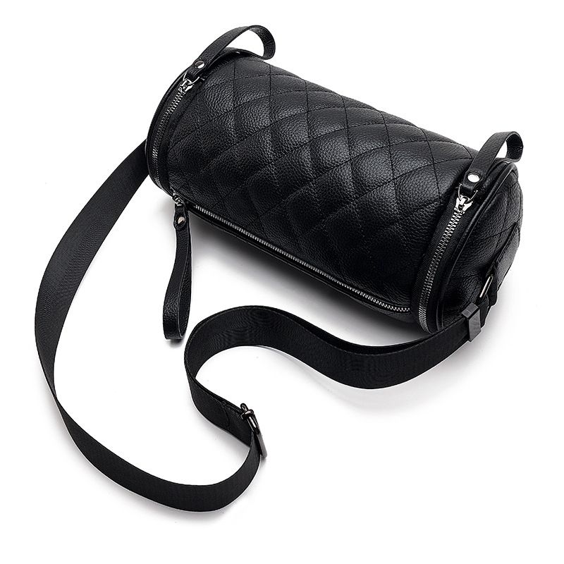 Borsa a tracolla da donna in vera pelle, grande, trapuntata, cilindro, 2025, nuova, versatile, alla moda, capiente_voghion.com