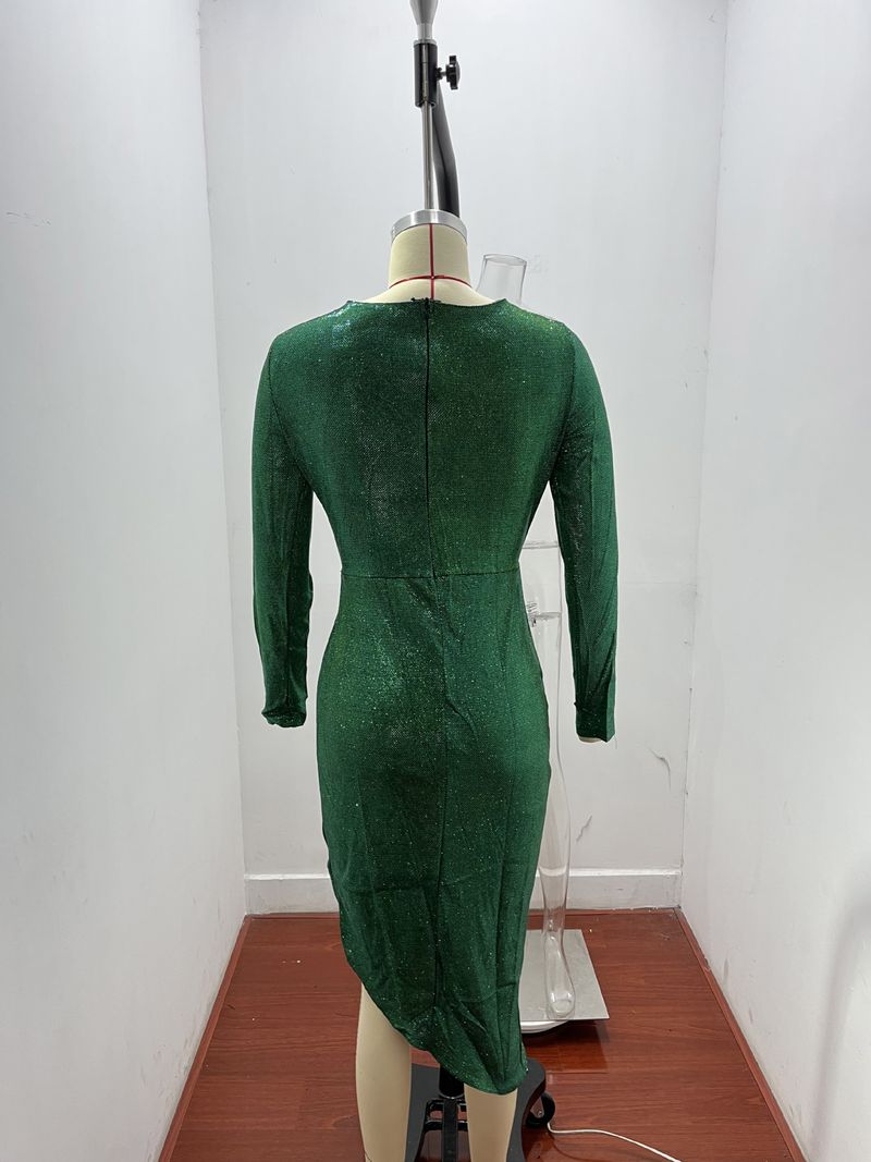 Plus Floral Bordado Manga Longa Decote em V Maxi Outono Zíper de Alta Qualidade Estampado Sólido Resistente a Rugas Sinônimos Outfit_voghion.com