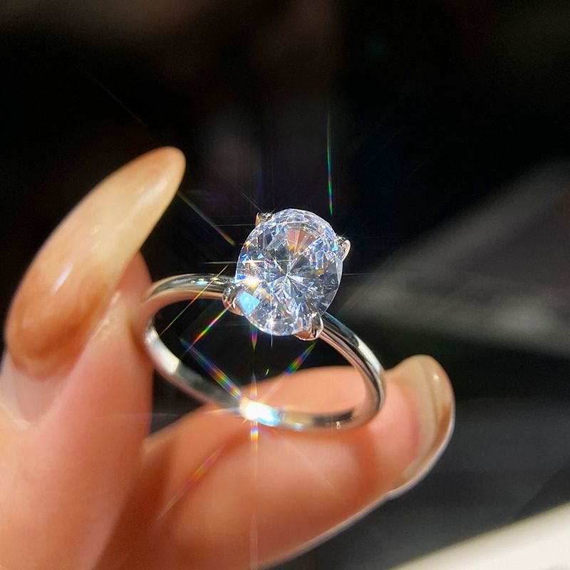 Žhavé výprodeje GRA 1-3CT Sterling Sier zásnubní prsteny s oválným brusem Solitaire s kubickým zirkonem pro ženy, jemné šperky_voghion.com