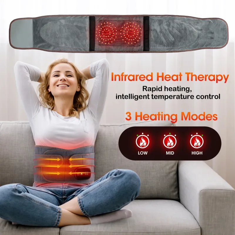 Elektrische Heizung Taille Fernen Infrarot Vibration Therapie Massager Zurück Unterstützung Massage Gürtel Heiße Kompresse Lendenwirbelstütze_voghion.com