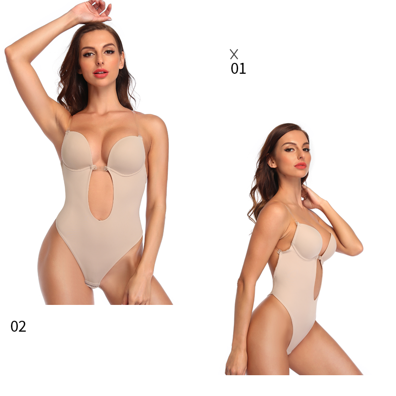 Bodysuits Lingeries Tanga Para Mulheres Sexy Sem Costas Decote Em V Profundo Modelador COMFREE Festa Invisível U Plunge Corset W_voghion.com