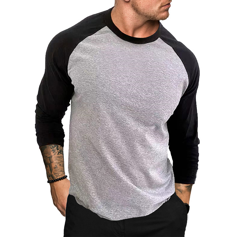 Langärmliges T-Shirt mit Rundhalsausschnitt für Herren, locker, atmungsaktiv, große Größe, lässiges Oberteil mit Raglanärmeln_voghion.com