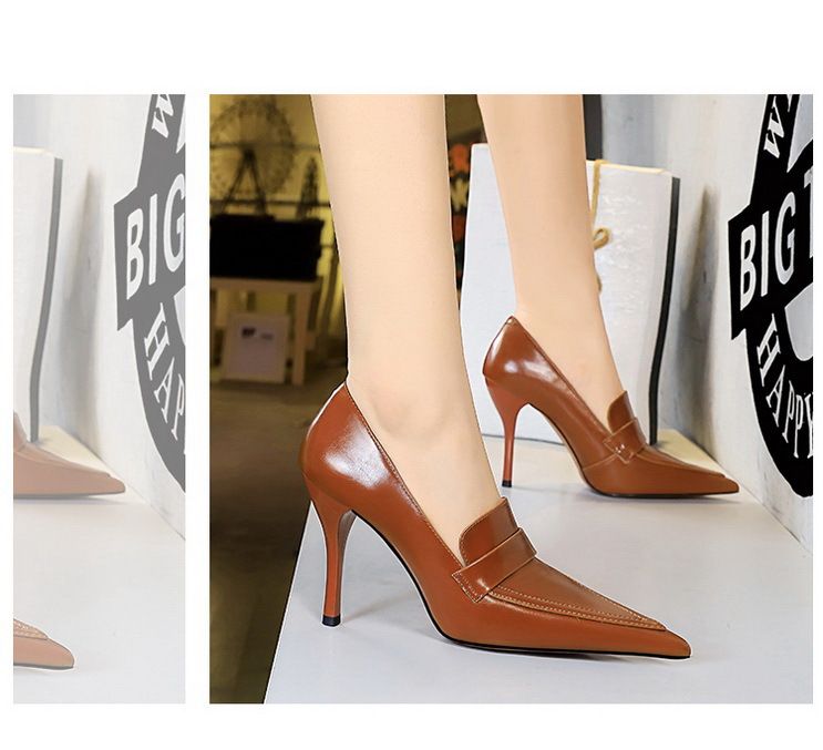 958-1 Wind Women's Pointed Toe, Shoes, High Heels, Slim Fit, Deep Mouth Single Shoes_voghion.com
