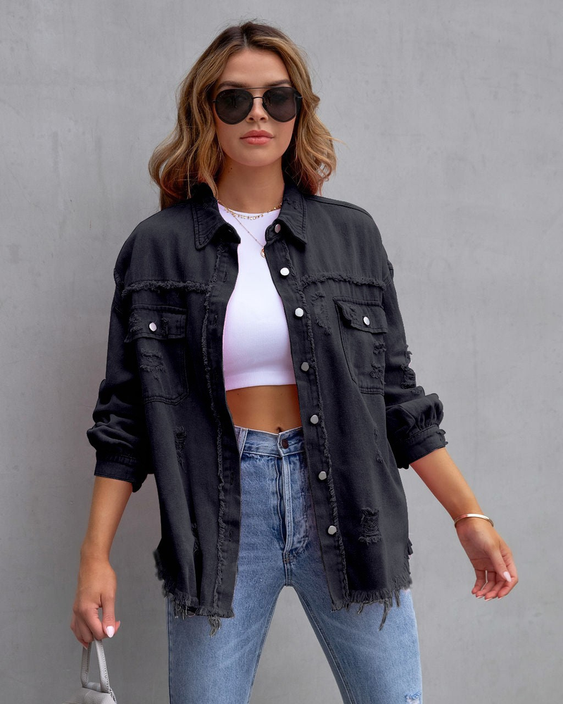Lusumily Nueva Camisa Vaquera Estilo Primavera Otoño para Mujer Abrigo de Jean Casual para Mujer Ropa de Abrigo para Vacaciones Abrigo de Dama Estudiante_voghion.com