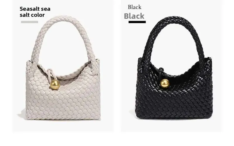 Borsa a tracolla intrecciata da donna, semplice e dal tocco avanzato, in materiale PU, borsa hobo_voghion.com