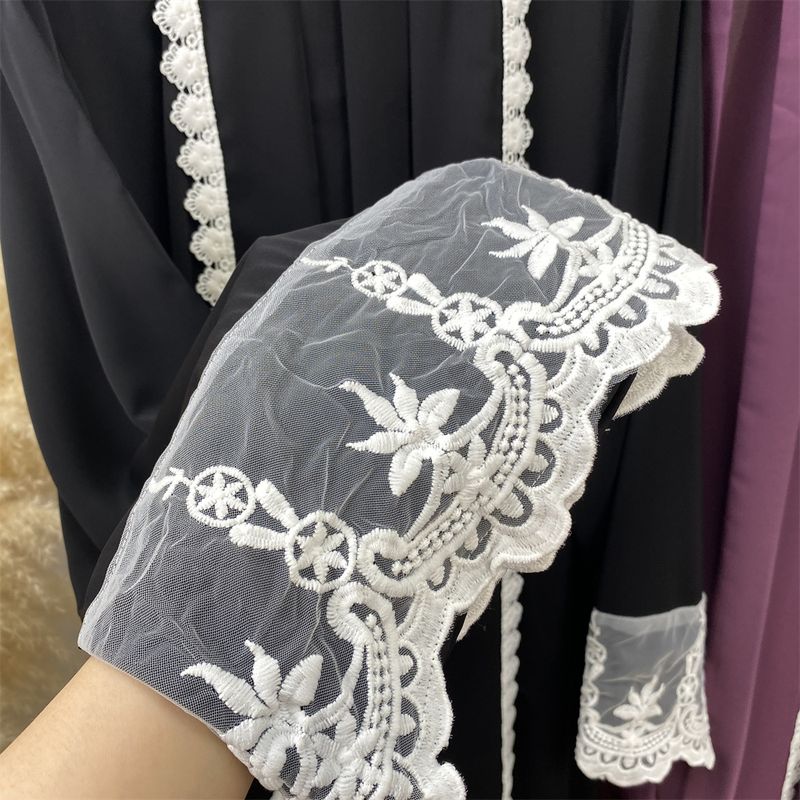 Nueva Abaya musulmana de encaje de Dubái, vestido islámico Nida, moda con bolsillo, túnica larga informal para mujer, ropa turca Eid, caftán marroquí_voghion.com