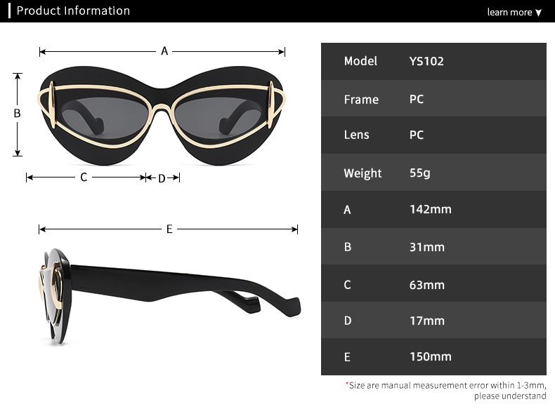 YS102 Trendy Cat Eye Same Y2K Personalized Men's and Women's Sunglasses_voghion.com