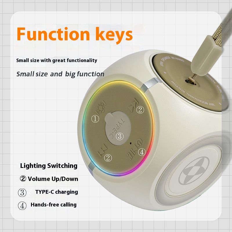 New Decompression Artifact, Rotating Gyroscope Speaker, Powerful Endurance, Colorful Lighting, Portable Bluetooth Speaker, Heavy Bass_voghion.com