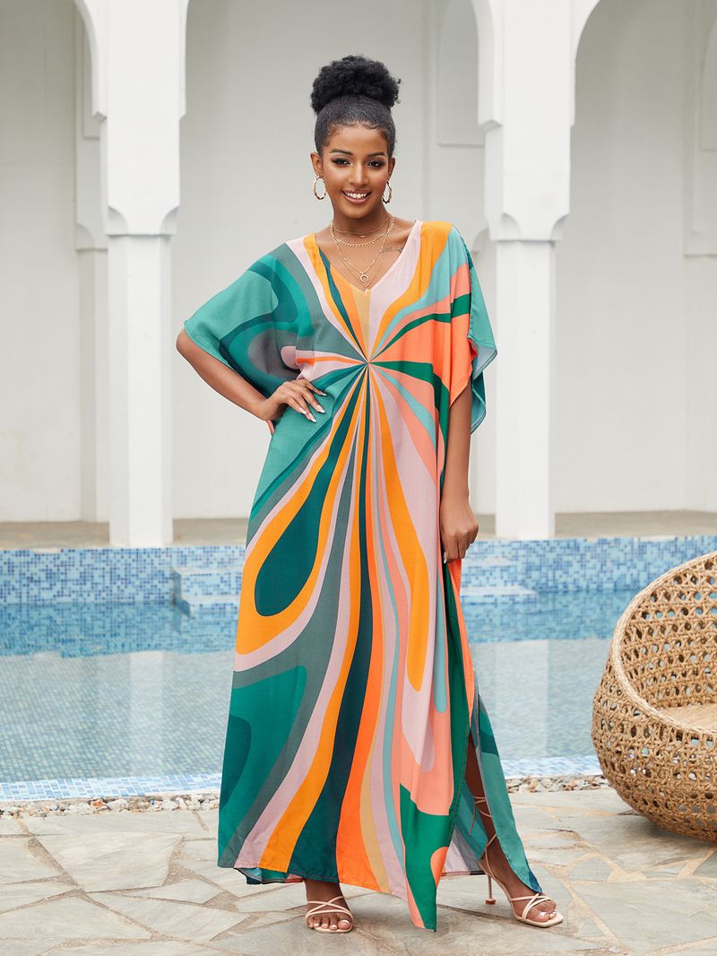 Boho Chic Cotton Beach Cover-Up – Loose Robe Style Swimsuit Outerwear For Vacation & Poolside Relaxation_voghion.com
