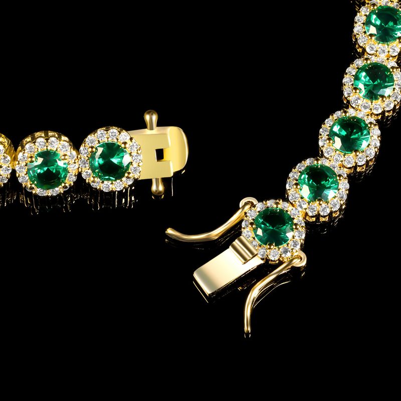 Pulseira de tênis elegante feminina com pedras de zircônia e fecho em formato de 8, 8 mm de largura, tom dourado, tamanhos ajustáveis de 6,5 a 8,5 polegadas_voghion.com