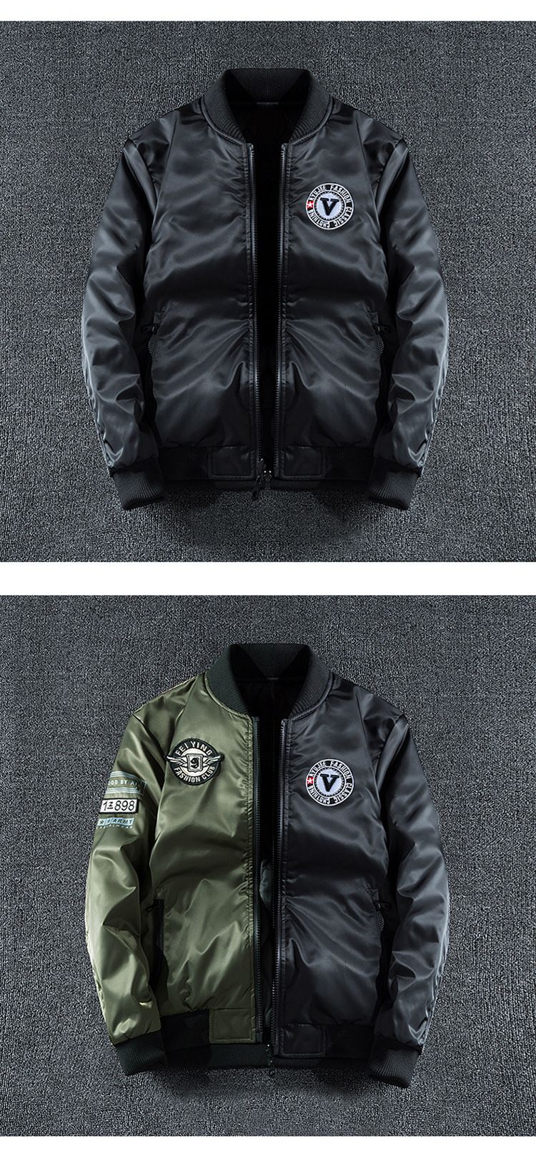 Herenkleding Grote maten Heren Geborduurd Jack Lange mouwen Buitenkleding Top Modieus Stedelijk Opstaande Kraag Heren Dubbelzijdig Jack_voghion.com