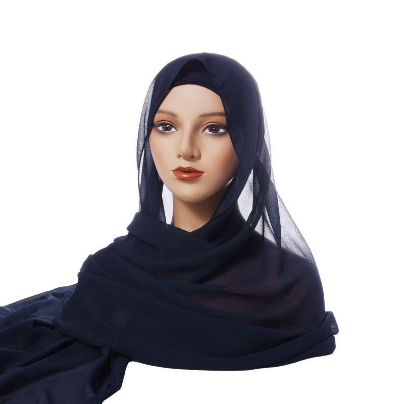Elegantes Turban-Set aus Chiffon mit Perlen – Mütze mit Kordelzug und passendem Kopftuch (einfarbige Kombination aus Damenkopfbedeckung)_voghion.com