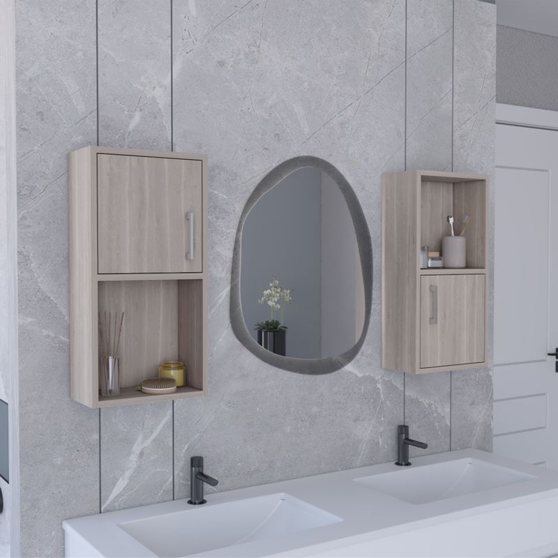Oba 2-Pc Wall-Mounted Bathroom Medicine Cabinet with Open and Closed Storage_voghion.com