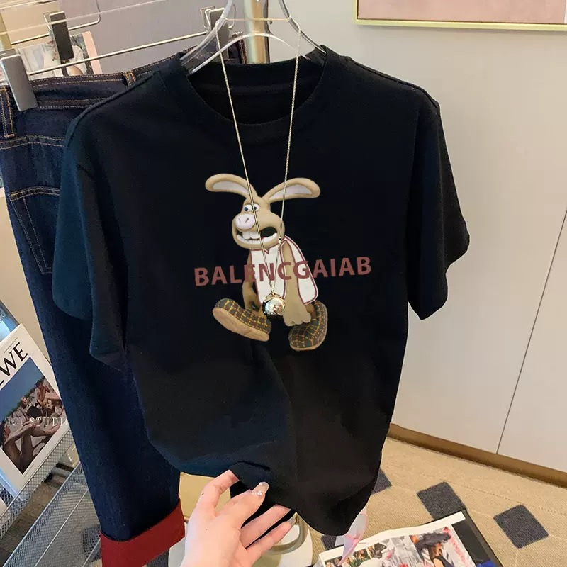 Női rövid ujjú póló divatos és sokoldalú külföldi stílusú korcsökkentő karcsú felsők nyári vékony fazon_voghion.com