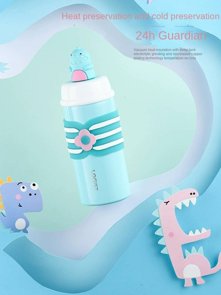 360ML Stainless Steel Insulated Water Bottle, Cute Design with Large Capacity and Straw, Student Water Tumbler Flask Bottle_voghion.com