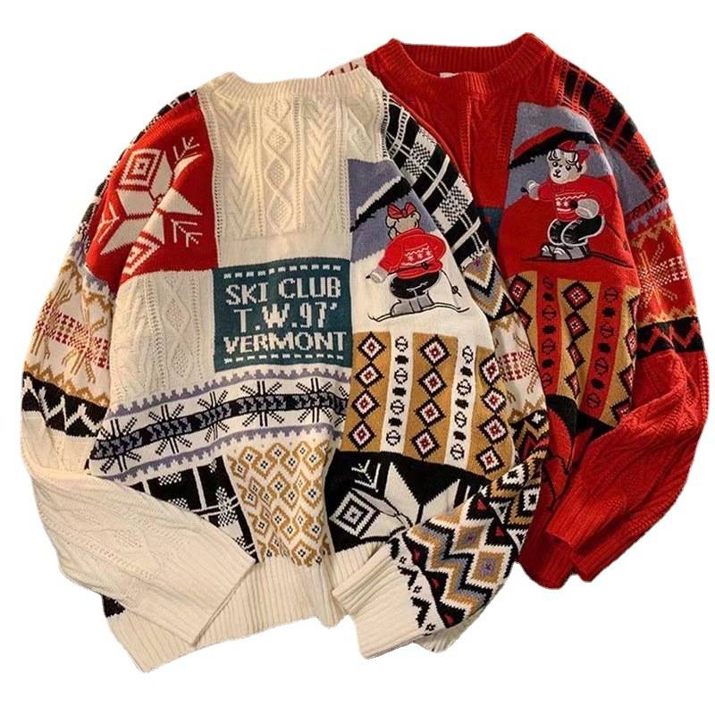 Herrenbekleidung Weihnachtspullover-Outfits Bären-Jacquard-Innen- und Oberbekleidung trendige Markenpullover_voghion.com