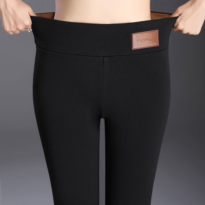 Women's Clothing Lambskin leggings outer wear plus velvet thickened mother warm small feet casual pants large size pencil pants_voghion.com