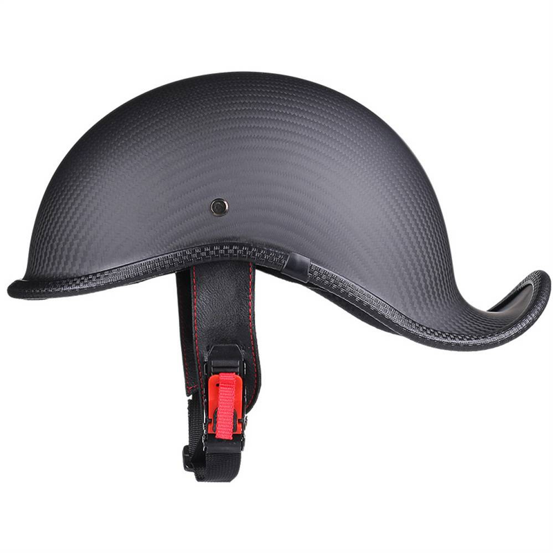 Casco de motocicleta vintage japonés de fibra de carbono, medio casco para vehículo eléctrico, casco de verano con revestimiento de piel de melón para hombre y mujer_voghion.com