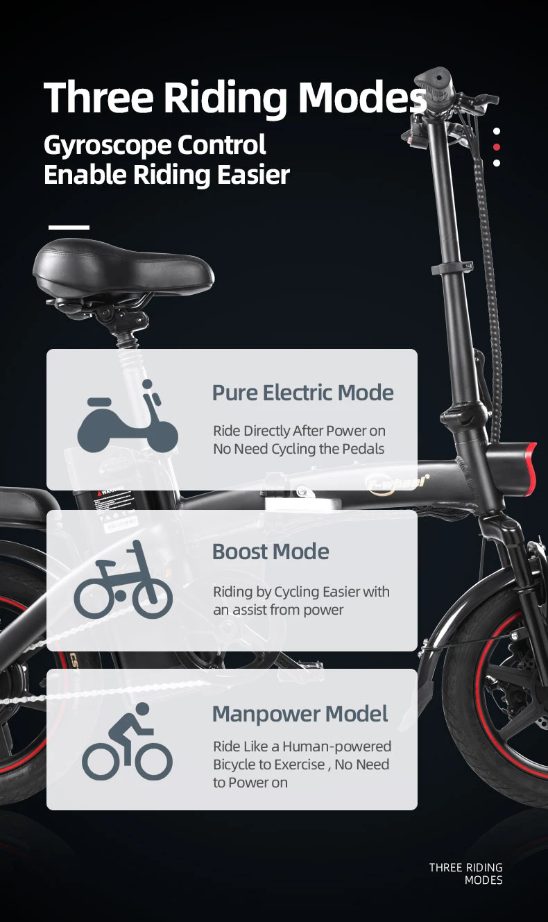 DYU A5 Folding Electric Bike, 14" Portable Electric Bike With 48V 7.5AH Removable Battery, 350W Adjustable Height City Ebike With LCD Display_voghion.com