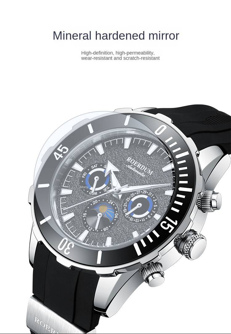 Reloj ROERDUM Yangtze River White Series - R8915 - Esfera negra hueca para hombre_voghion.com
