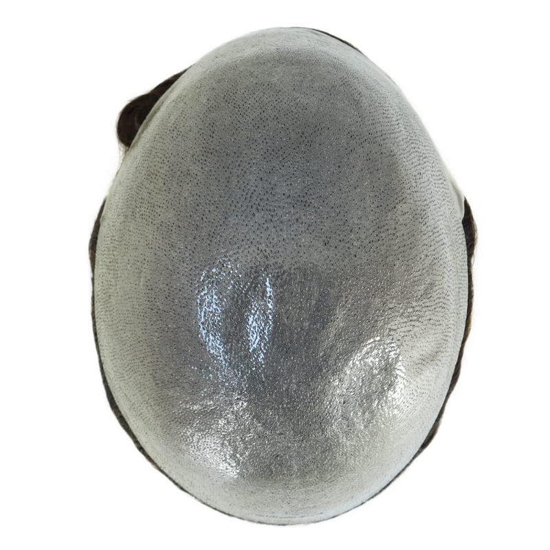 Thin Skin Knotted Toupee For Men 100% Human Hair Replacement System 0.05-0.06mm PU Base Hair Pieces Natural Hairline Real Wigs #4 Medium Brown Color_voghion.com