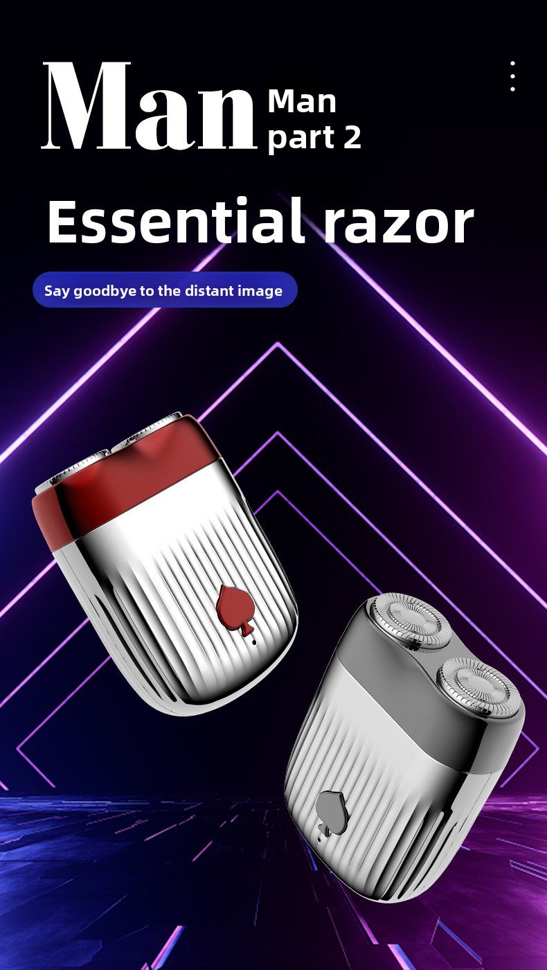 Black Ace USB-oplaadbaar scheerapparaat - 2D zwevende mesjes, waterdicht en draadloos, ultra stil (minder dan 36 dB), gebruiksduur van meer dan 60 minuten, geschikt voor op reis (zwart/rood)_voghion.com