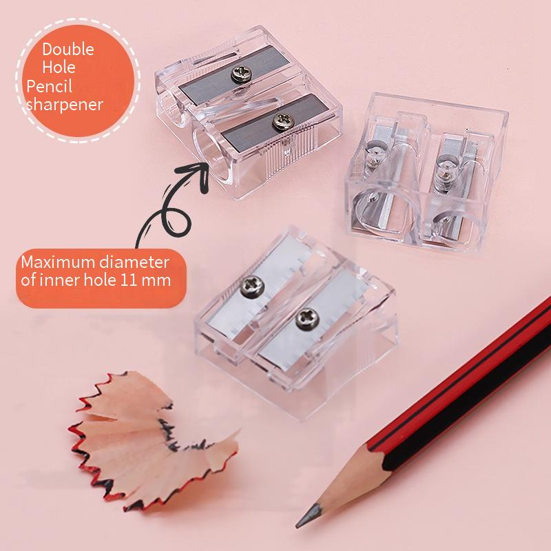 Dual Hole Transparent Pencil Sharpener - Compact & Durable Manual Pencil Sharpener For Students, Artists & Office Use_voghion.com