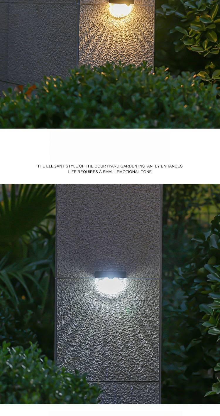 Luminária de parede solar para áreas externas, luz LED à prova d'água para jardim com design de favo de mel de tungstênio, branco quente/branco frio, ideal para pátios e quintais_voghion.com