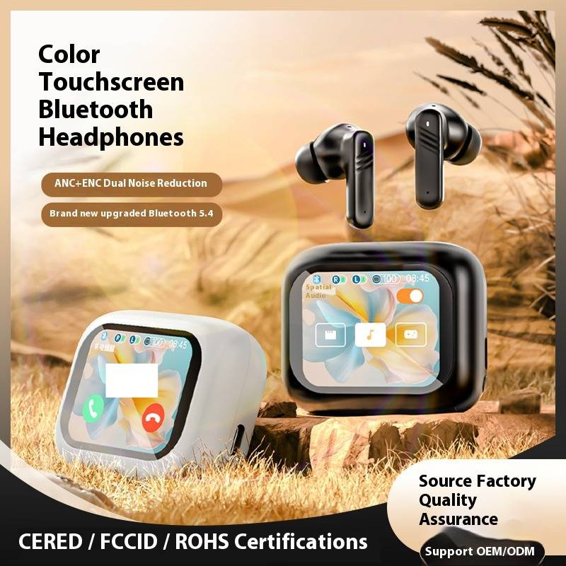 Auricolari Bluetooth wireless LX10 con schermo a colori intelligente, cancellazione del rumore AI, 8 ore di riproduzione, bassa latenza, impermeabilità IPX4_voghion.com