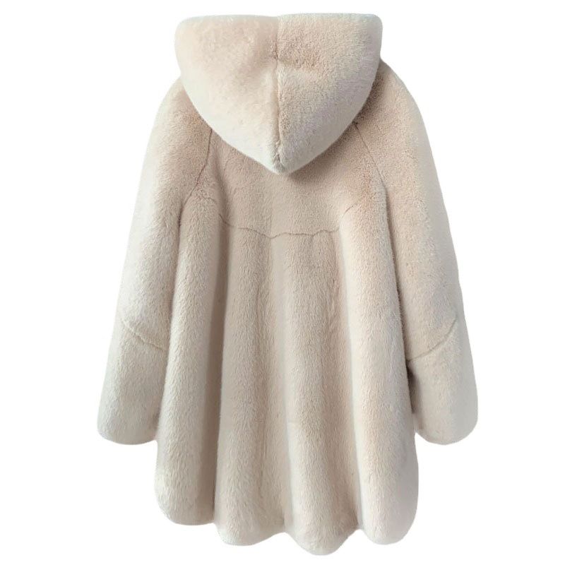 Women's Clothing Luxurious Faux Mink Coat Women's Hooded Mid-Length Faux Fur Jacket With Elegant Design - Soft & Warm Winter Outerwear_voghion.com