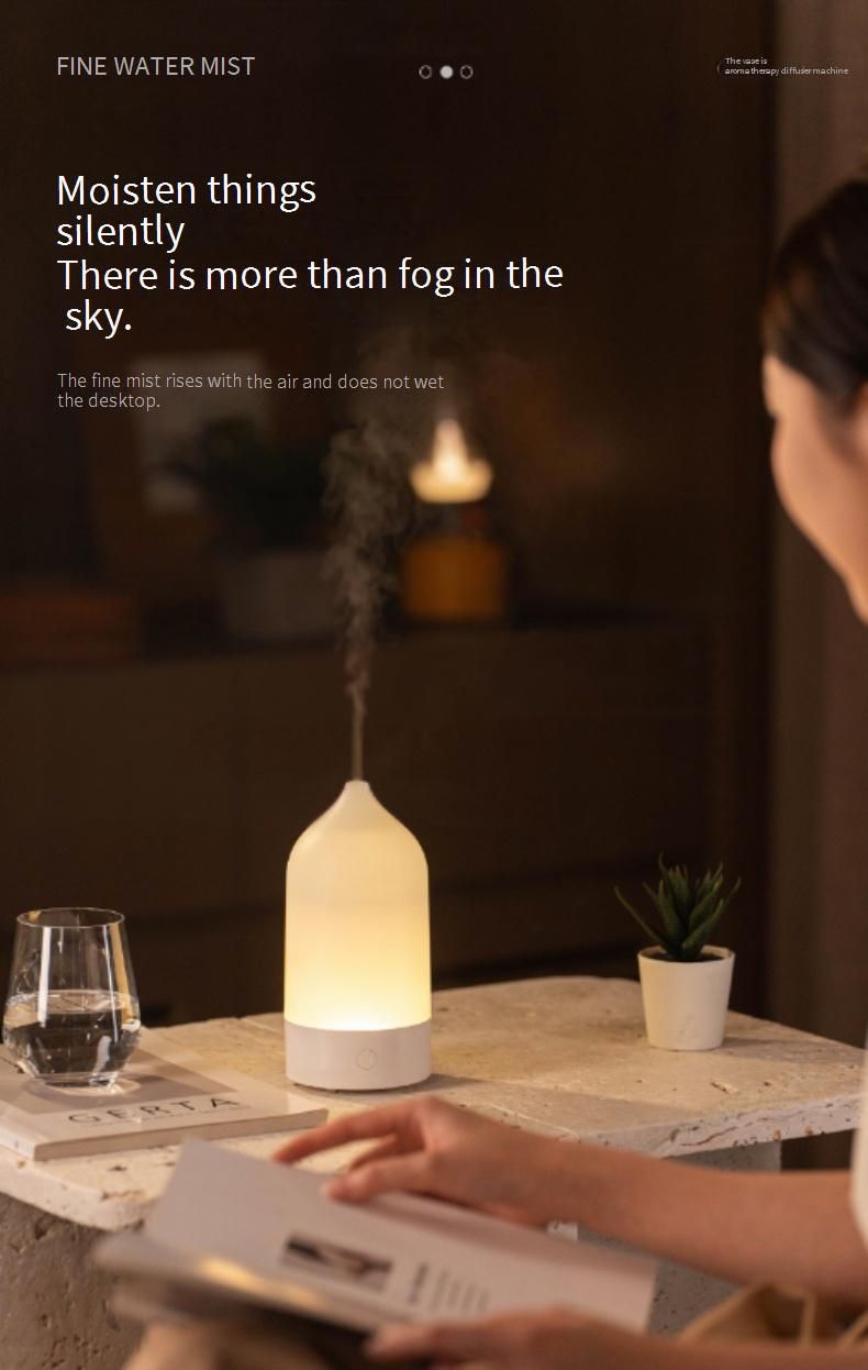 Ocean Ultrasonic Aroma Diffuser With 7-Color LED Mood Light, USB Humidifier For Home & Office, White & Apricot Options_voghion.com