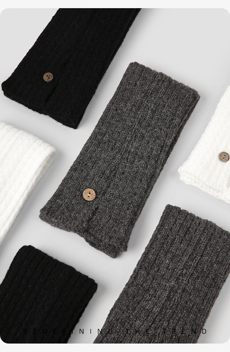 Calcetines de punto con botones renacentistas, puños largos, color liso, combinables, para otoño e invierno, cálidos y con tendencia para cubrir las piernas._voghion.com