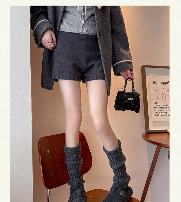 Scaldamuscoli Calzini in cotone e lana per donna Autunno e inverno Calzini spessi e caldi in pile Calzini a righe verticali giapponesi Maillard grigi a metà tubo_voghion.com