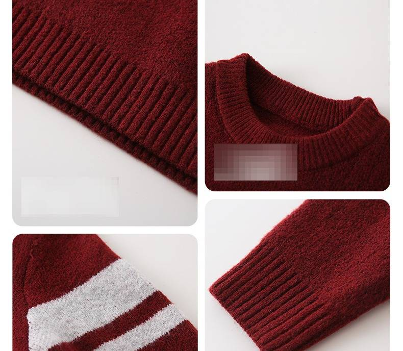 Sweter w kolorze retro w kolorze czerwonym – luźny krój dla dzieci i dorosłych (80 cm–3XL, zimowy zestaw rodzinny)_voghion.com