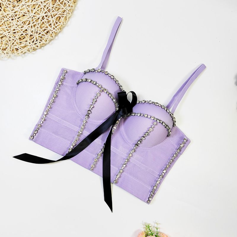 Women's Clothing Bowknot Diamond Body Shaping Hot Girl Tube Top Design Niche Nightclub Top Trendy Women Beaded Fishbone Bra_voghion.com