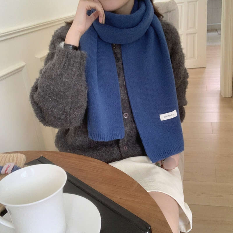 New Winter Women's Scarf Solid Color Soft Sticky Versatile Korean Couple Fashion Student Basic Knitted Warm Neck_voghion.com