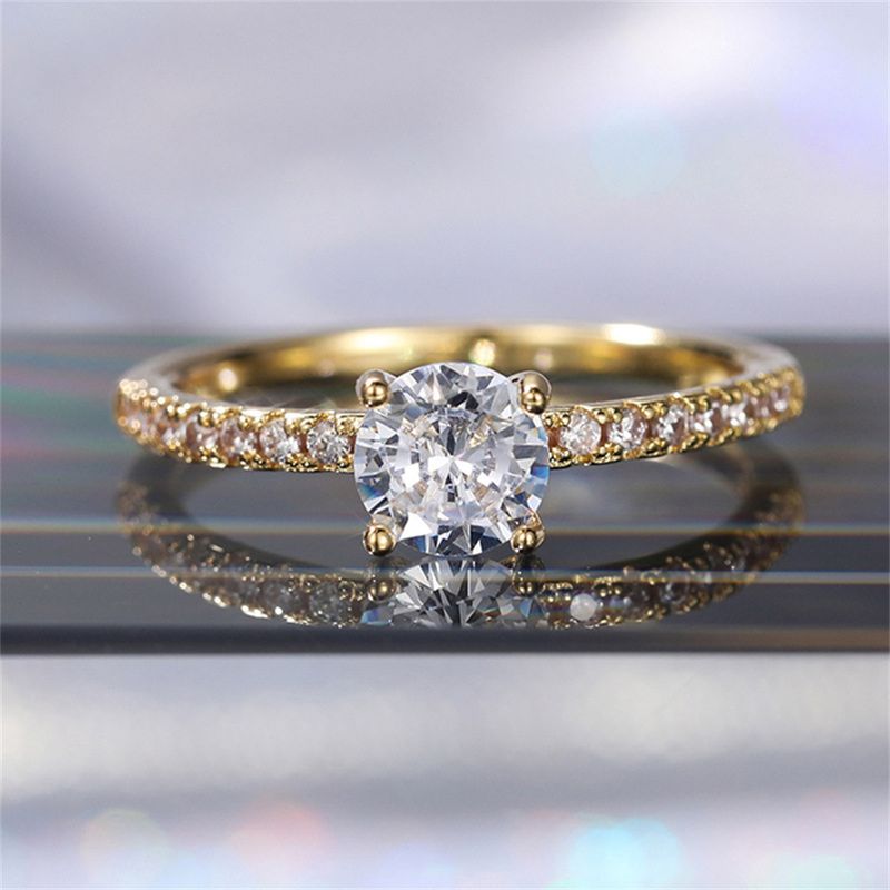 Ready Stock Stylish Women's Simulated Rhinestone Ring with Four-Claw Setting for Wedding_voghion.com