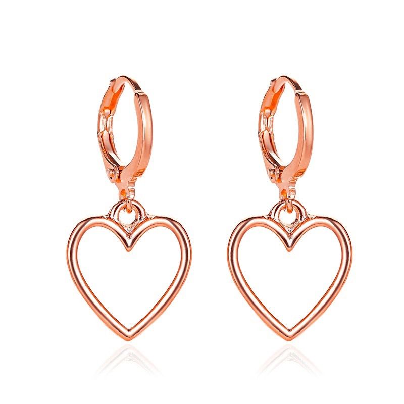 Hot Ing Simple Hollow Earrings, Small And Fresh, Versatile Metal Peach Heart Earrings_voghion.com