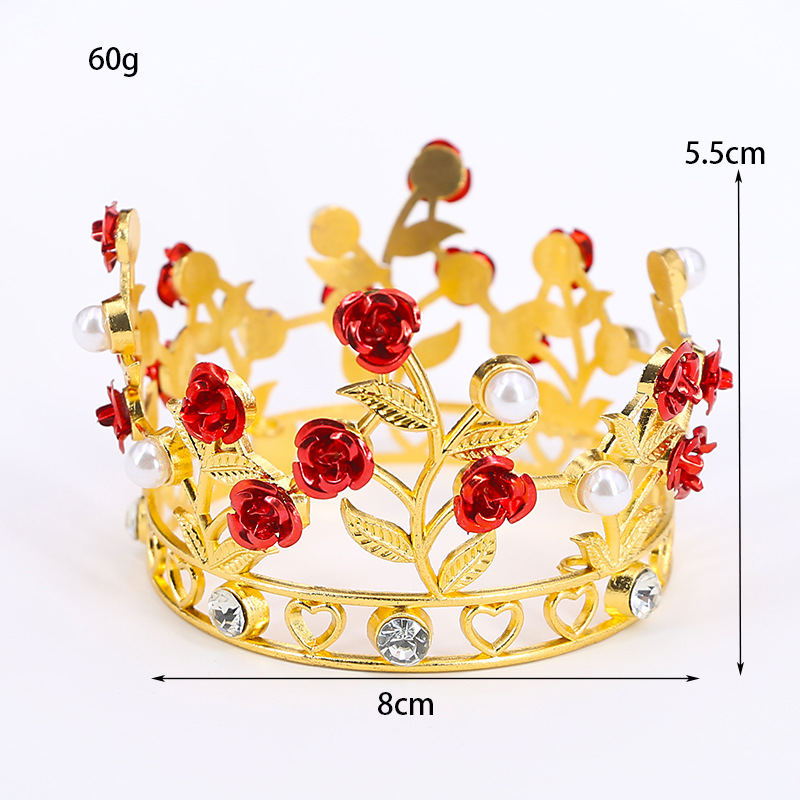 Copricapo da sposa in lega con corona di fiori di compleanno transfrontalieri originali, corona di fiori, foglie rotonde per bambini, corona di rose_voghion.com