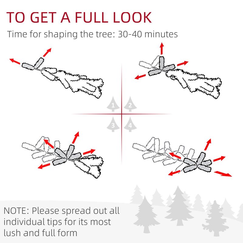 6ft Tall Prelit Artificial Christmas Tree Holiday Décor With 636 Snow Flocked Branches, 250 Warm Yellow Clear Lights, Auto Open, Extra Bulb_voghion.com