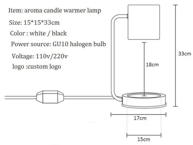 Aroma Candle Warmer Table Lamp Dimmable Lamp + Stand + Switch US Eu Plug For Scented Candle Electric Wax Warmer Lamp Black White_voghion.com