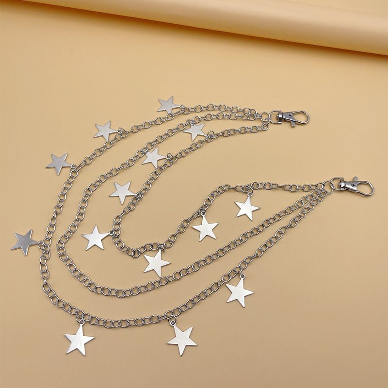 European And American Hip Hop Punk Pentagram Pendant Waist Chain Ins Style Fashion Personality Multi-layer Metal Chain Men's And Women's Trousers_voghion.com
