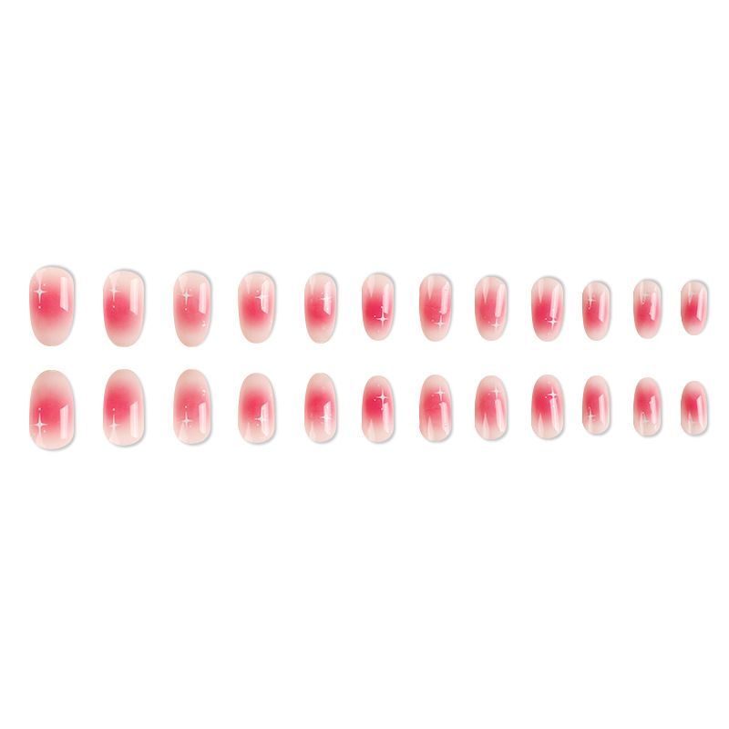 French powder blusher star design false nails_voghion.com