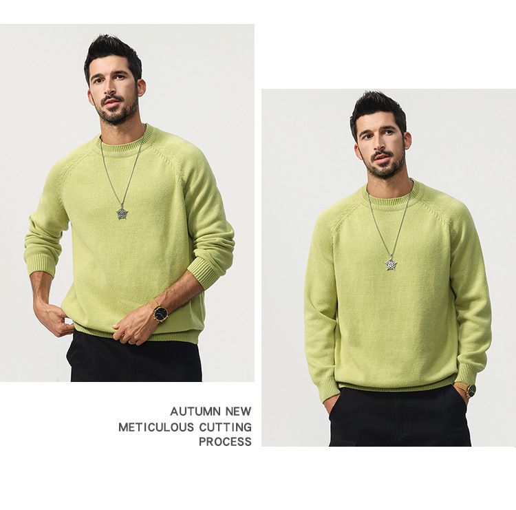 Pull col rond urbain en maille – Pull oversize en mélange de coton de qualité supérieure pour streetwear (S-4XL, épaules tombantes, design color-block)_voghion.com