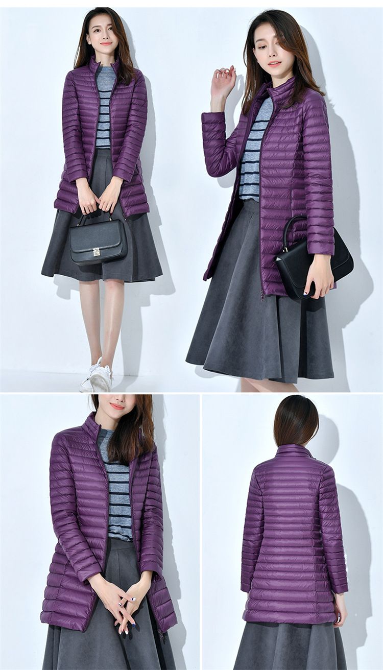 Women's Lightweight Down Jacket - Slim Fit Mid-Length Winter Coat With White Duck Feather, Stylish & Warm For Everyday Wear_voghion.com