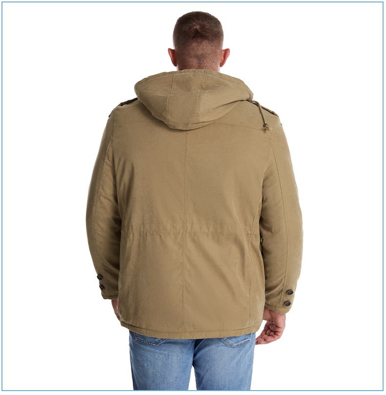 Men's Plus Size Shearling Hooded Cotton Jacket Thickened Multi-Pocket Cotton Top Casual Mid-Length Coat_voghion.com