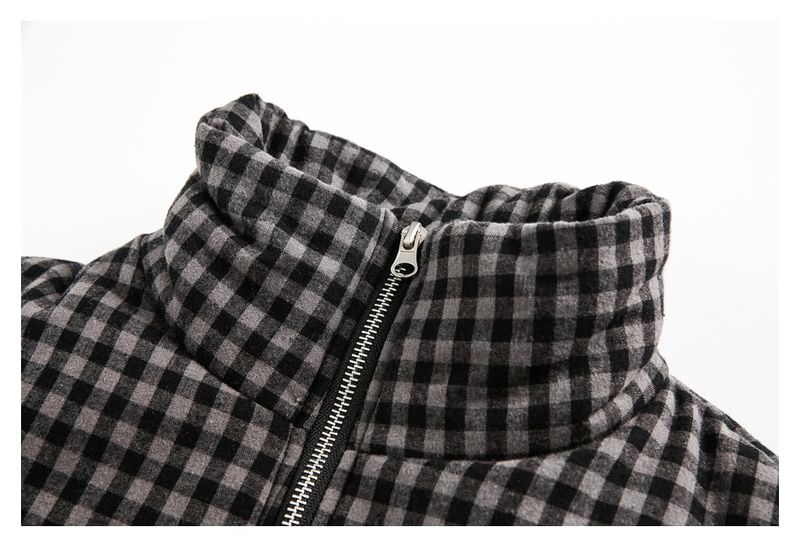 Giacca casual corta invernale in cotone con motivo scozzese retrò da uomo_voghion.com